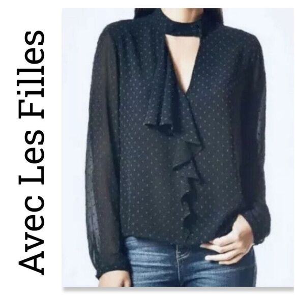 NWT Avec Les Filles Polyester Long Sleeve Blouse - Picture 1 of 8
